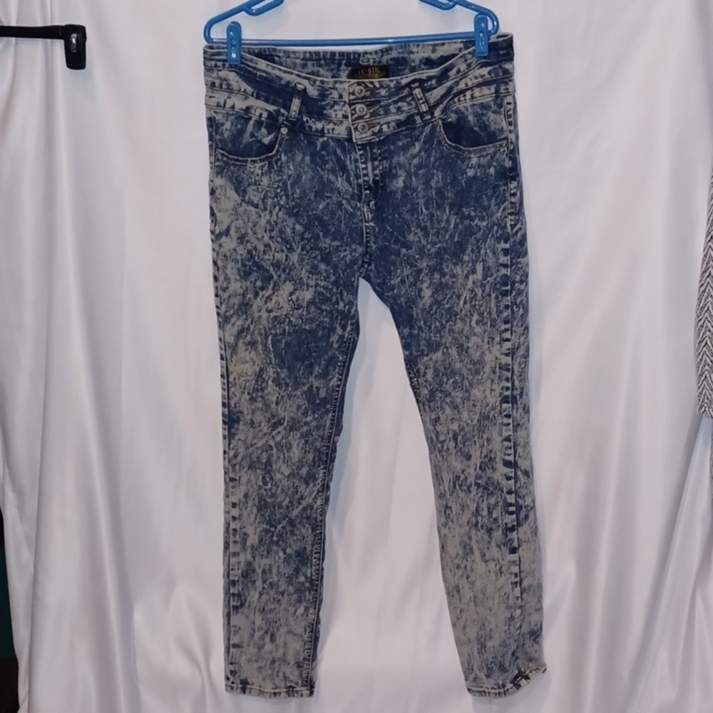 Be-Girl straight leg jeans retro acid washed high waisted size 16